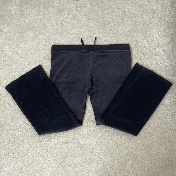 No Boundaries Off Black Distressed Look ☮️ Velour Lounge Pants Size L (11-13) - Picture 8 of 9